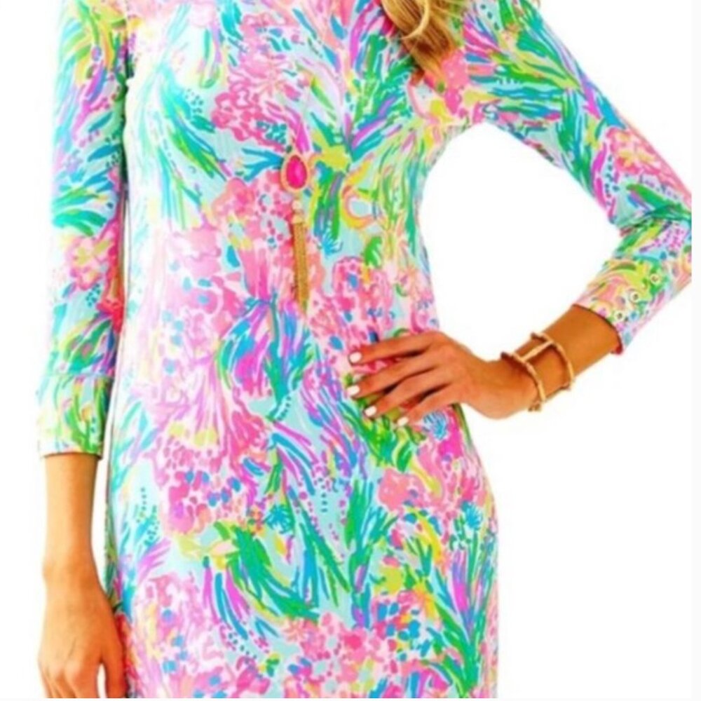 Lilly Pulitzer Pink Green Blue Floral Shift Dress